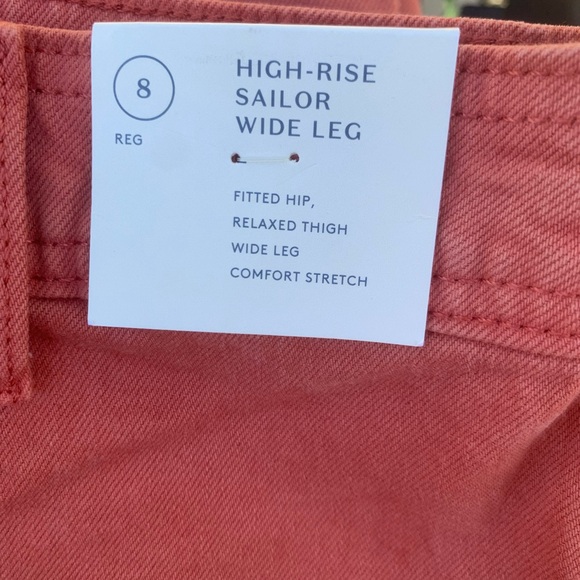 NWT Women's Sailor high rise Coral light red Wide-Leg Jeans - Picture 4 of 5